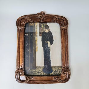 Art Nouveau Framed Art Print of The Lady in the Mirror