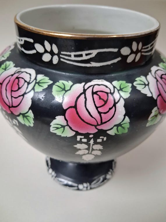 Antique Art Nouveau Roself Shelley China Pedestal Vase Featuring