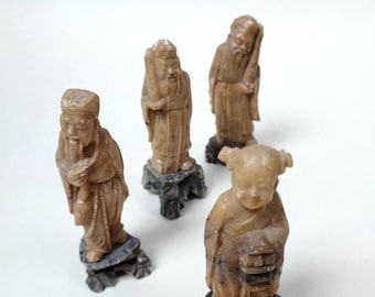 中国の四仙人の石鹸石彫刻 - Etsy 日本