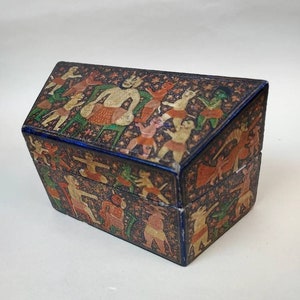 Hand Painted Colourful Indo-Persian Papier Mache Devil Box