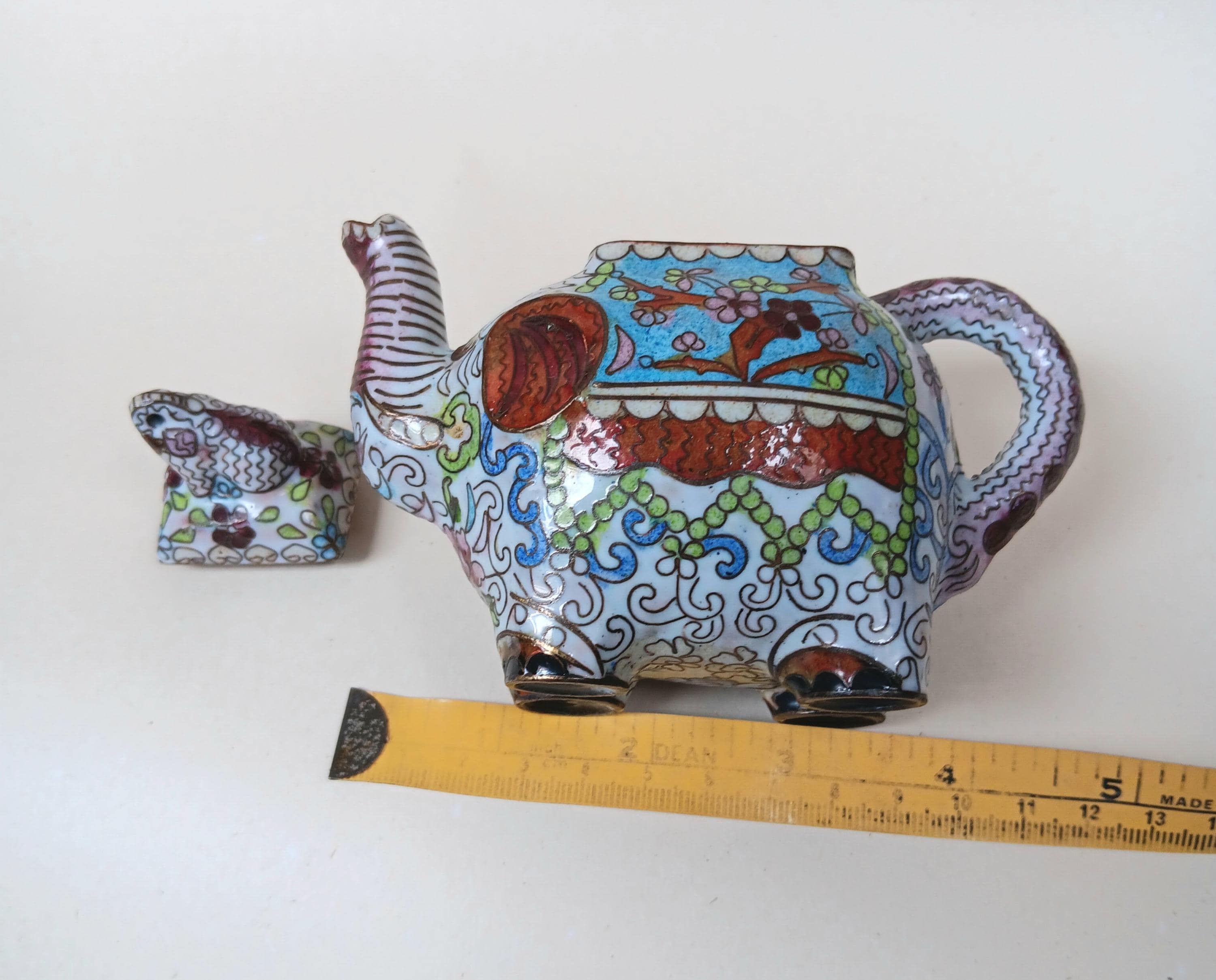 ミニチュア象の七宝焼きティーポット - Etsy 日本