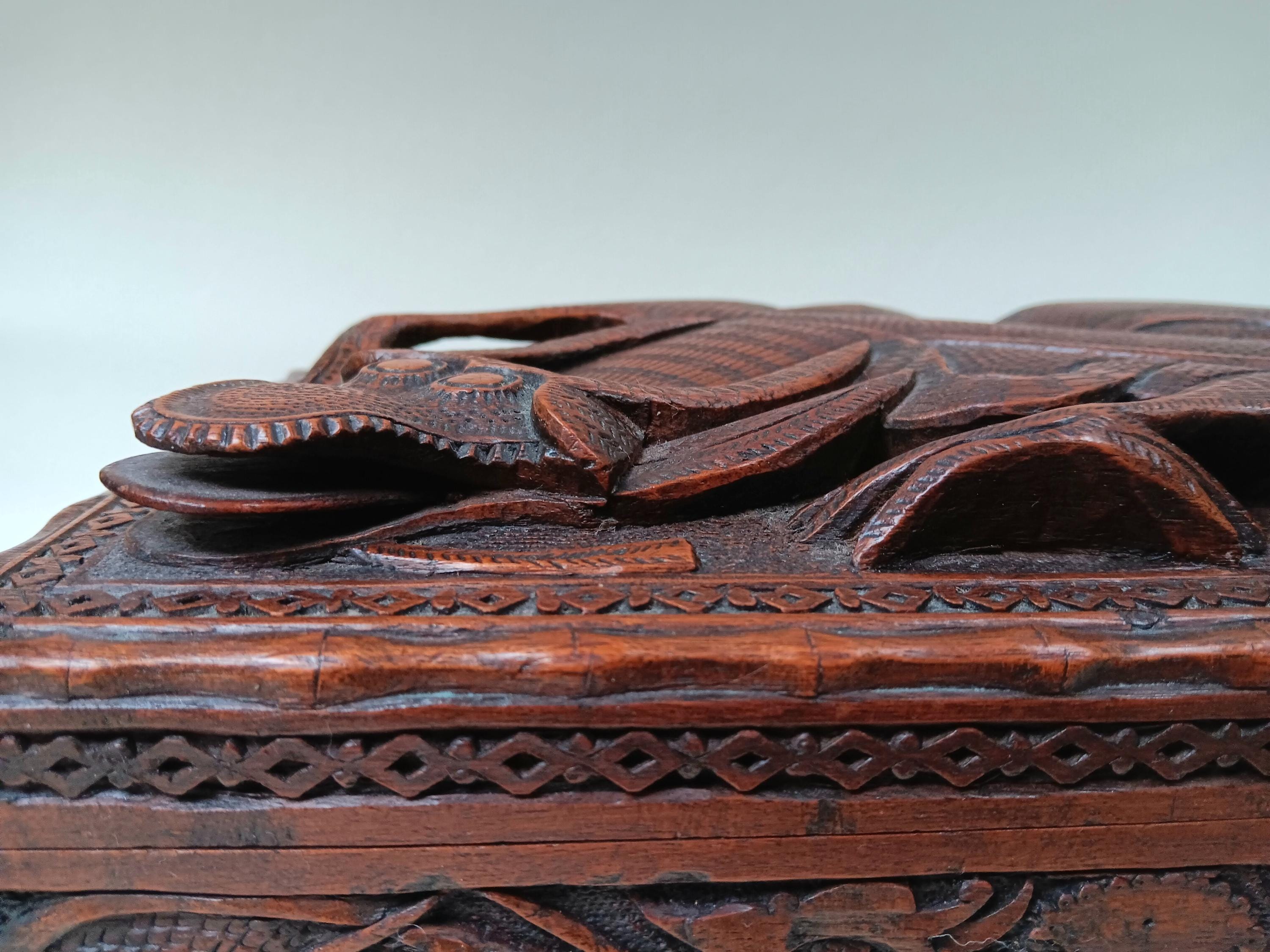 Chinese Antique Carved Wooden Box With Dragon Relief - Etsy