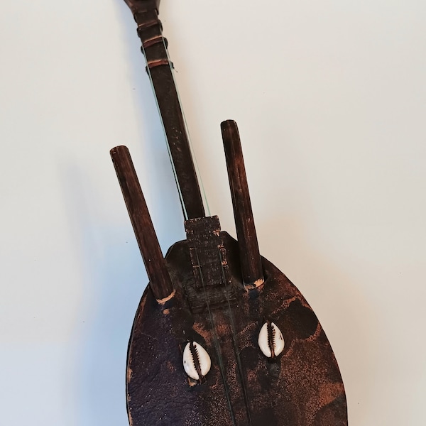 West African Musical Kora Lute Banjo Guitar Gourd with Cowrie Shells