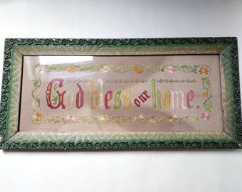 God Bless Our Home' Cross Stitch Embroidery Tapestry Sampler
