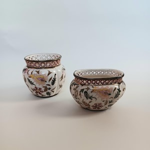Pair of Miniature Antique Hungarian Zsolnay Pecs Ceramic Lobed Vases