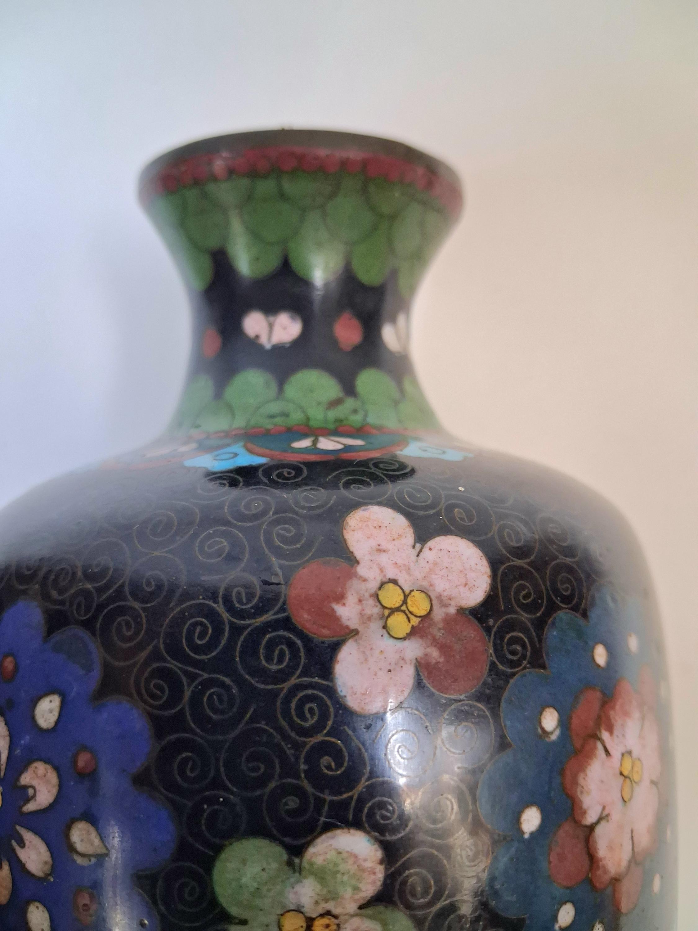 日本のアンティーク 明治時代の七宝焼き花瓶 - Etsy 日本