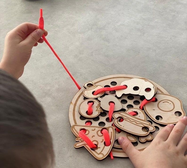 Wooden Lacing Toy Montessori Lacing Activity Toy Fine Motore - Etsy