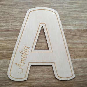 Wooden NAME letter with engraving, wood newborn name sign, Nursery photo Props, Personalized engraved Wooden Baby Name, 1 pcs image 9