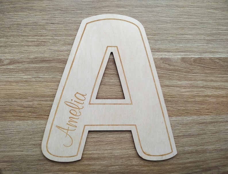 Wooden NAME letter with engraving, wood newborn name sign, Nursery photo Props, Personalized engraved Wooden Baby Name, 1 pcs image 9