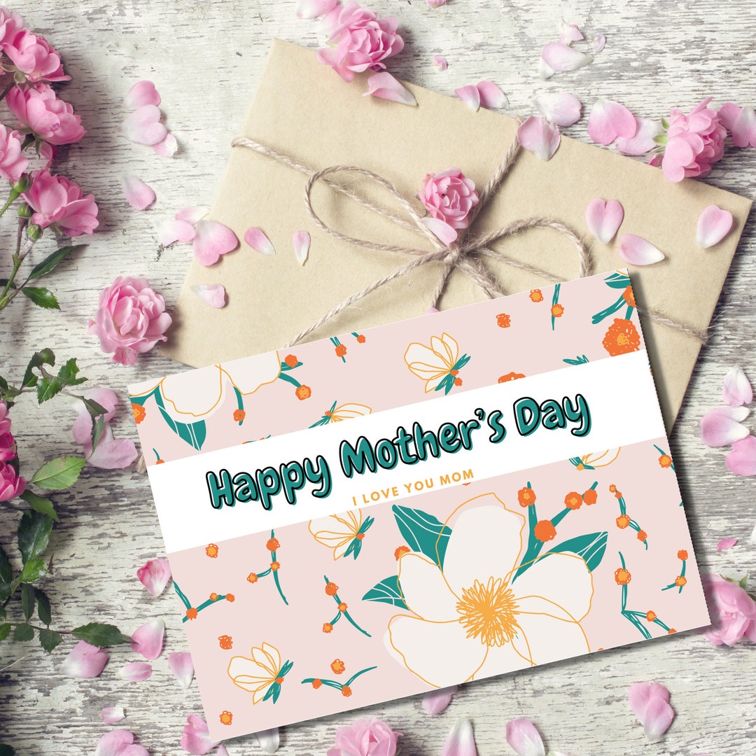 Happy Mother's Day Printable Card, Printable Flower Card for Mom
