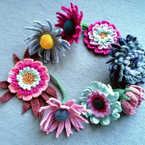 Collection de fleurs au crochet n°1 - PATRONS PDF au crochet pour 4 fleurs différentes