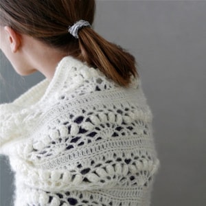 Crochet White Mohair Oversized Cowl "Iris" - PDF PATTERN