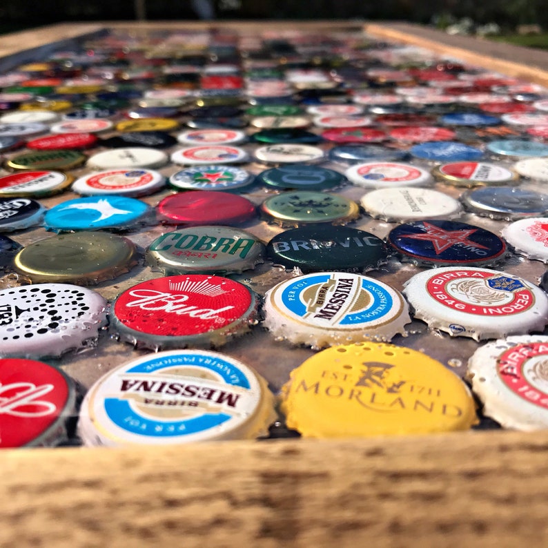 Rustic Bottle Cap Bar Coffee Table Etsy