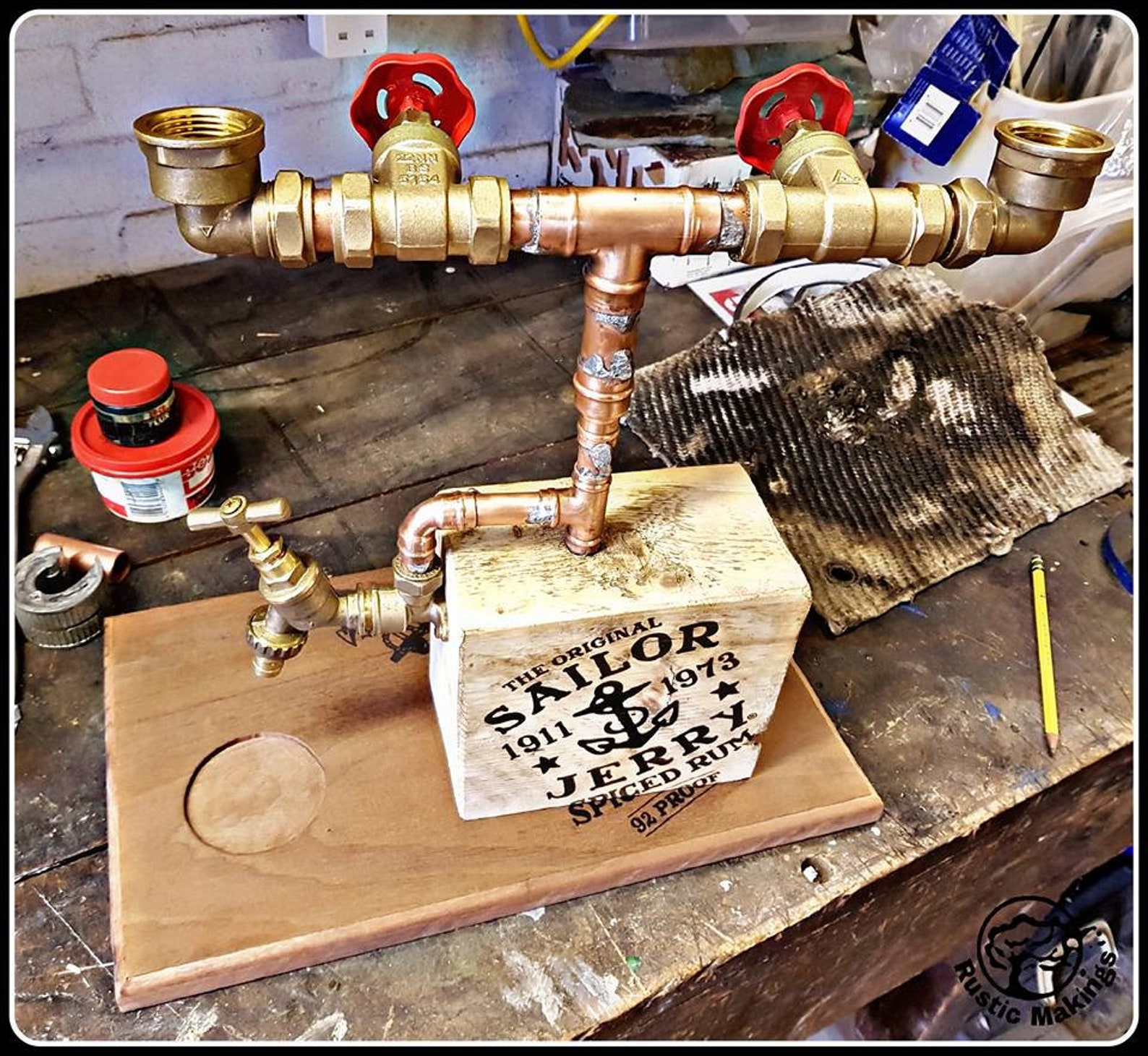 Rustic Wooden and Copper Pipe Optic Tap Liquor Loft Drinks Etsy