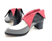 Handmade Women Leather Shoes - Fairy (red, white, gray)