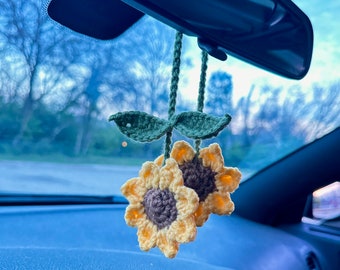 Crochet Sunflower Car Hang