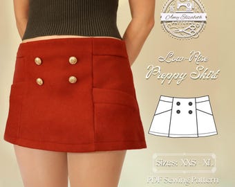 Low-Rise Mini Skirt Sewing Pattern: Preppy Style (PDF Digital Pattern)