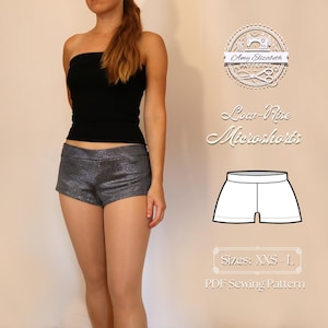 Patrón de costura para micro shorts de tiro bajo: PDF para principiantes (XXS-L)