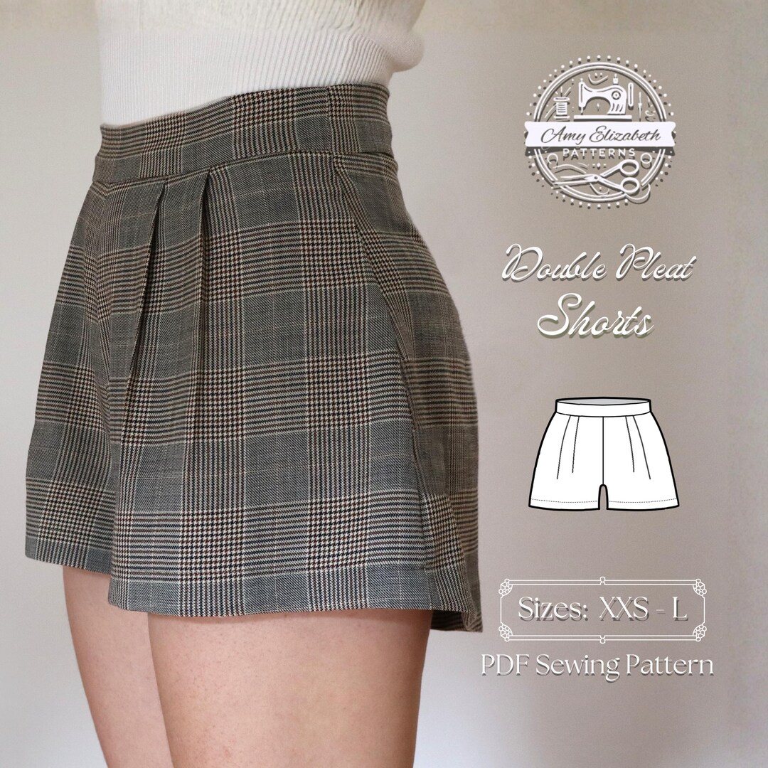 Tailored Pleated Shorts Sewing Pattern: Beginner-friendly PDF (XXS-L ...