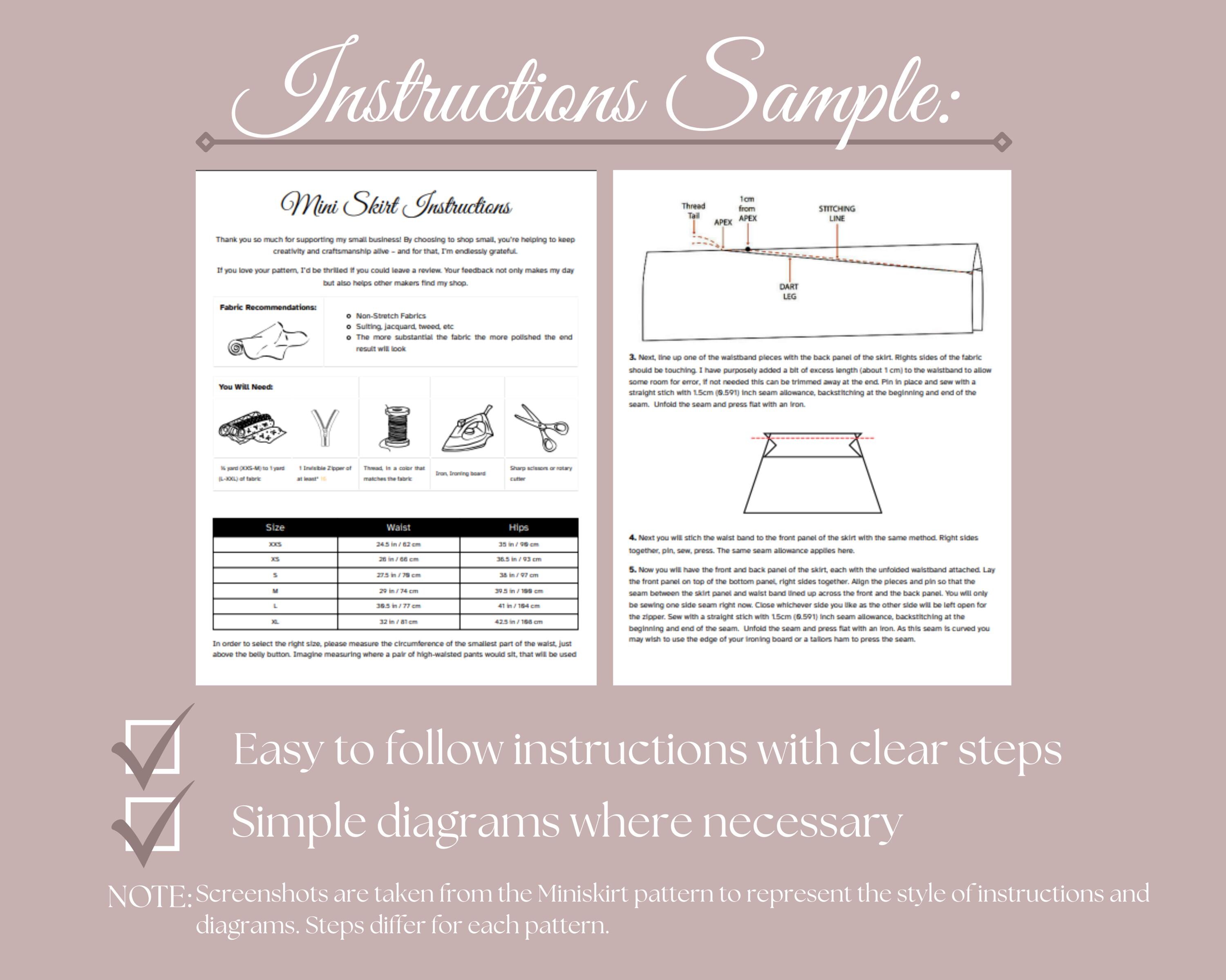 Low Rise Mini Skirt Sewing Pattern: Beginner-friendly PDF (XXS-XL) - Etsy