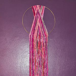 Pink Macrame Wall Hanging, Fiber Art, Macrame Hoop Art, Boho Tapestry, Handmade Wall Hanging