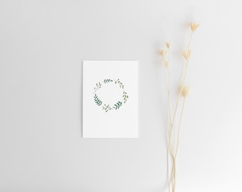 Postcard A6 wreath, greeting card, sheets, card, birthday, gift,