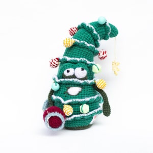 Crochet Christmas tree with a glass of wine, Evergreen tree with Christmas toys, Drunk Christmas tree, Happy New Year gift