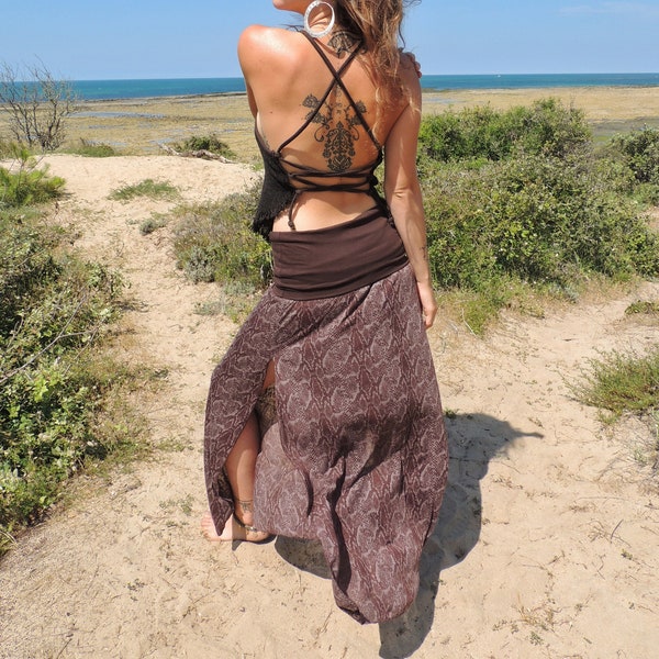 Snake charmer skirt - Jupe longue fendue imprimé serpent