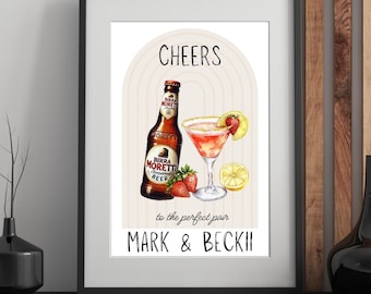 Personalized Couple Drinks Print | Custom Anniversary Gift (Digital Download Option Available)