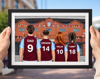 Personalised Football Stadium Family Print | Custom Football Gift | Any Team Poster | Father’s Day Gift | A4, Digital or Framed Print