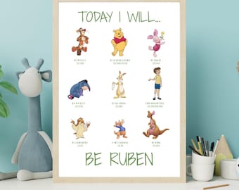 Personalized Nursery Print | Winnie the Pooh, Kids Motivation