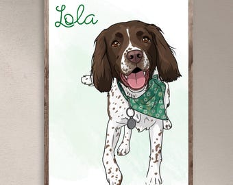Personalised Pet Portrait Cartoon Print | Custom Dog Illustration from Photo | Pet Memorial Gift | Dog Lover Gift | Custom Pet Print