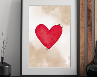 Personalized Watercolor Heart Print | Names & Date, Romantic Gift (Digital Download or A4 Print