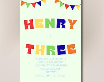 Rainbow Birthday Invitation | Personalized Kids Party, Any Age (Digital or Printed Pack of 10 Available)