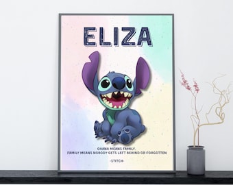Personalized Stitch Nursery Print | Ohana Quote, Custom Name (Digital Download Option Available)