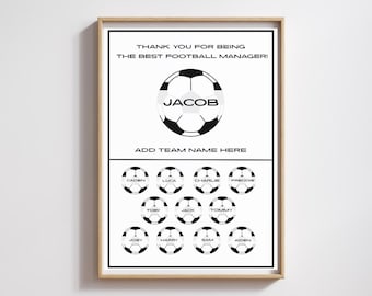 Personalised Football Gift | Custom Soccer Team Thank You Certificate | End of Season Football Award | Coach Appreciation Gift | Team Gift