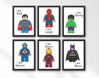 Superhero Affirmation Prints | Kids Room Decor, Positive Quotes (Digital Download or A4 Prints)