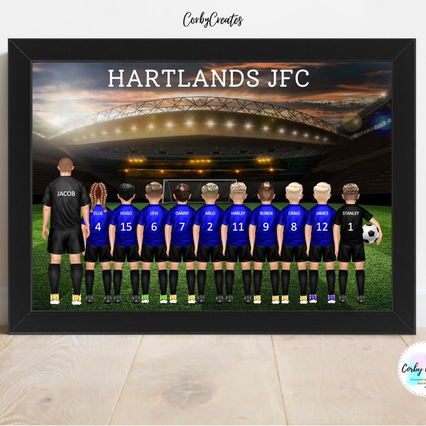 Personalised Football team Print, Stadium Team, Coach Gift, Football team gift, Dream Team Print, Junior Football Club Prints, Kids Team