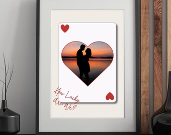 Personalized Photo Heart Print | Romantic Playing Card Design