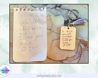 Personalized Handwriting Wooden Keyring: Keepsake Gift
