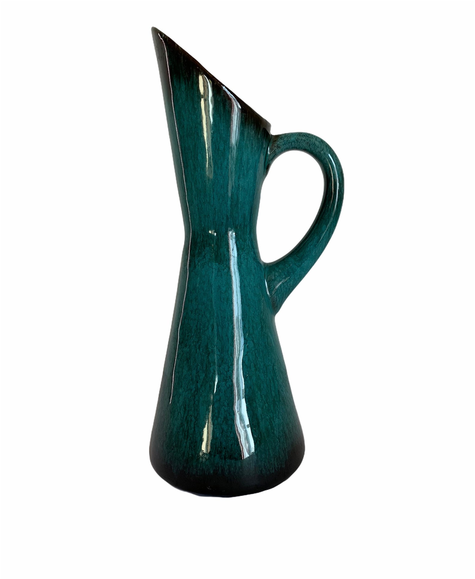McM Mid Century Modern Pitcher Green MCM Vase with Aqua Blue Etsy