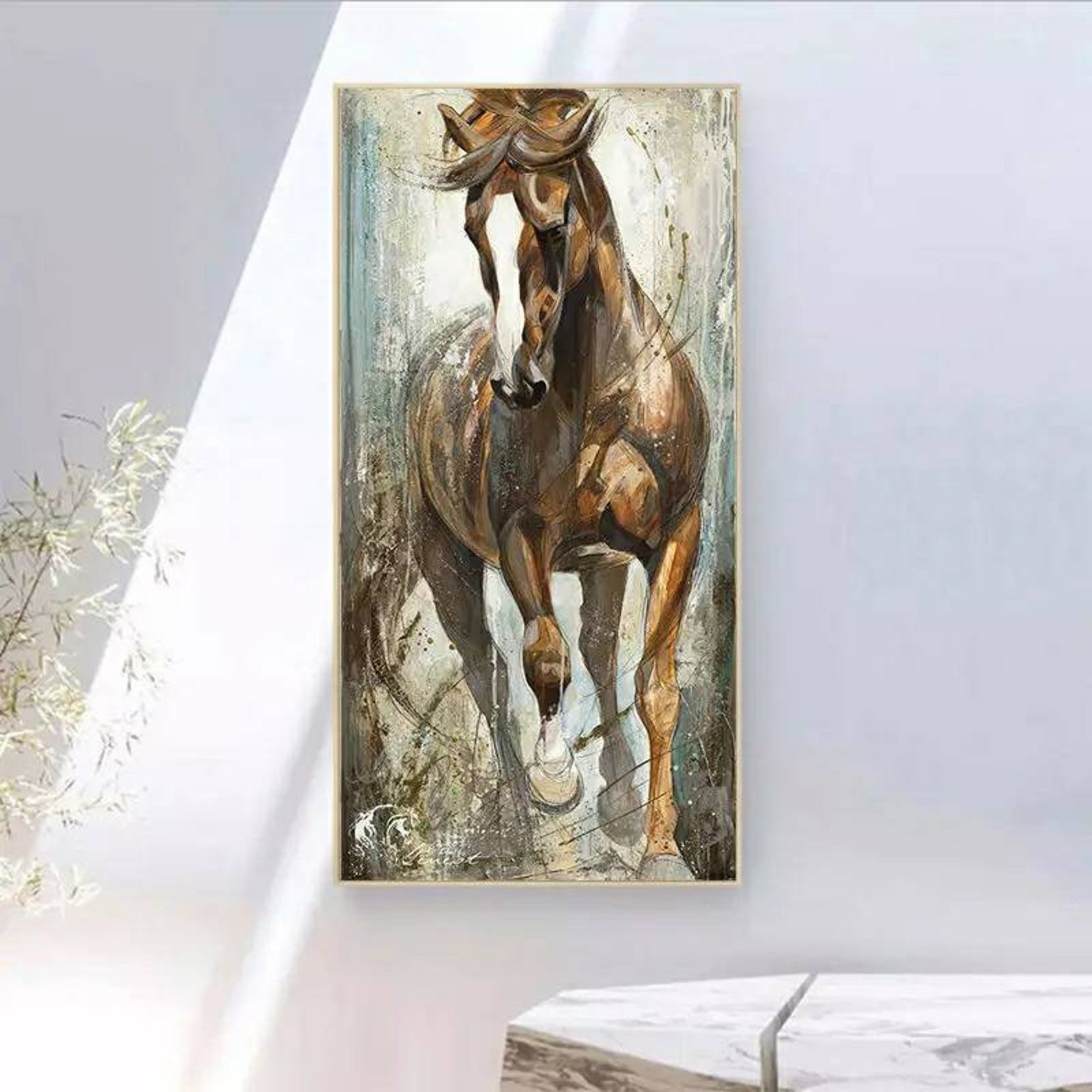 Modern Large Canvas Horse Painting Wall Decor Home Decor Etsy