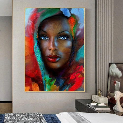 African Wall Art Red Canvas Print Beautiful Woman Decor Set Etsy