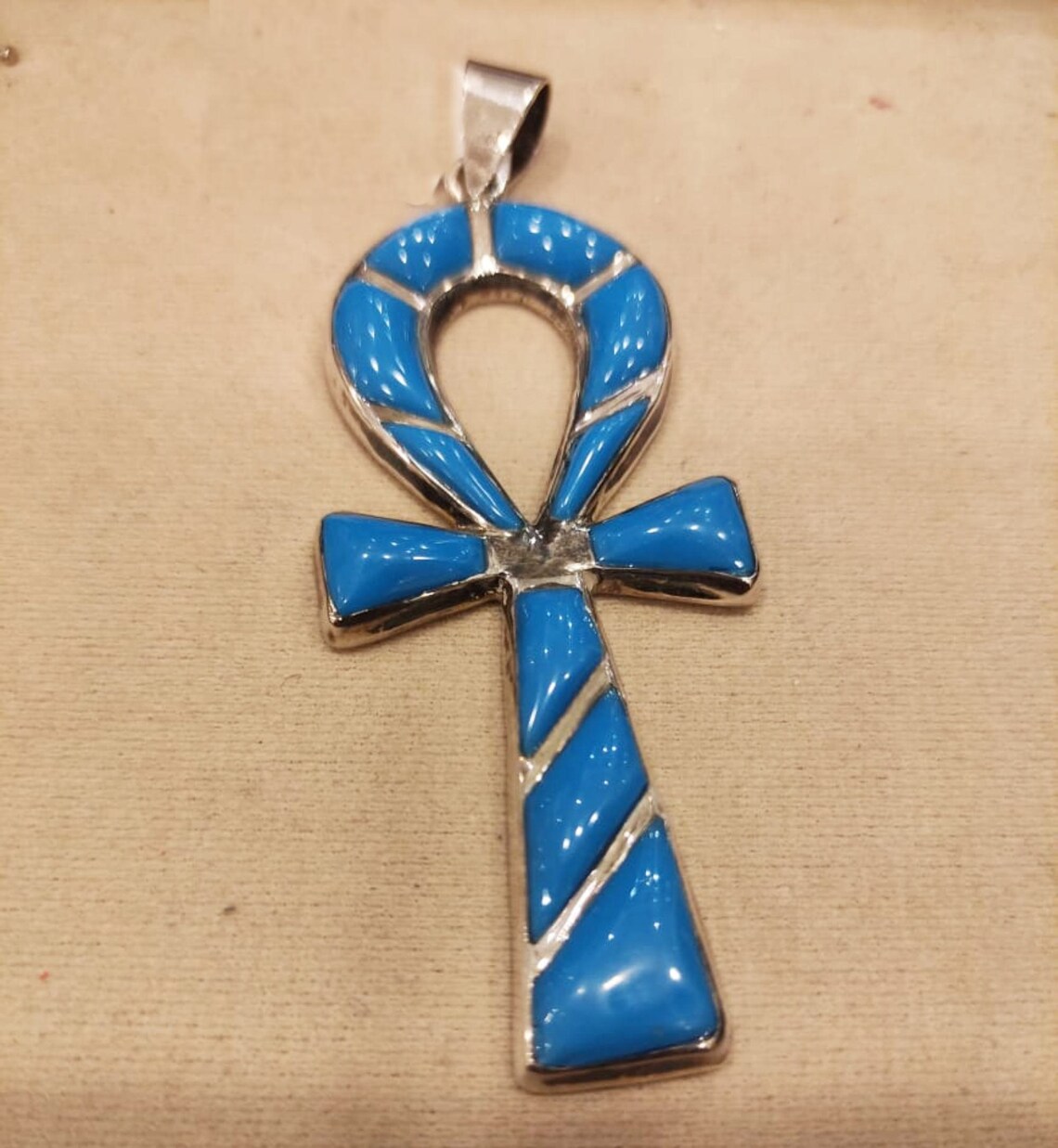 Ankh Pendant Made of sterling silver Handmade and inlaid with Etsy