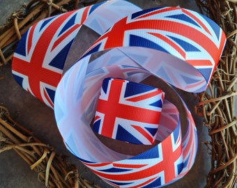 ENGLAND UNION JACK FLAG 25MM Grosgrain Ribbon Craft Wrap UK Metre Yard RB42 