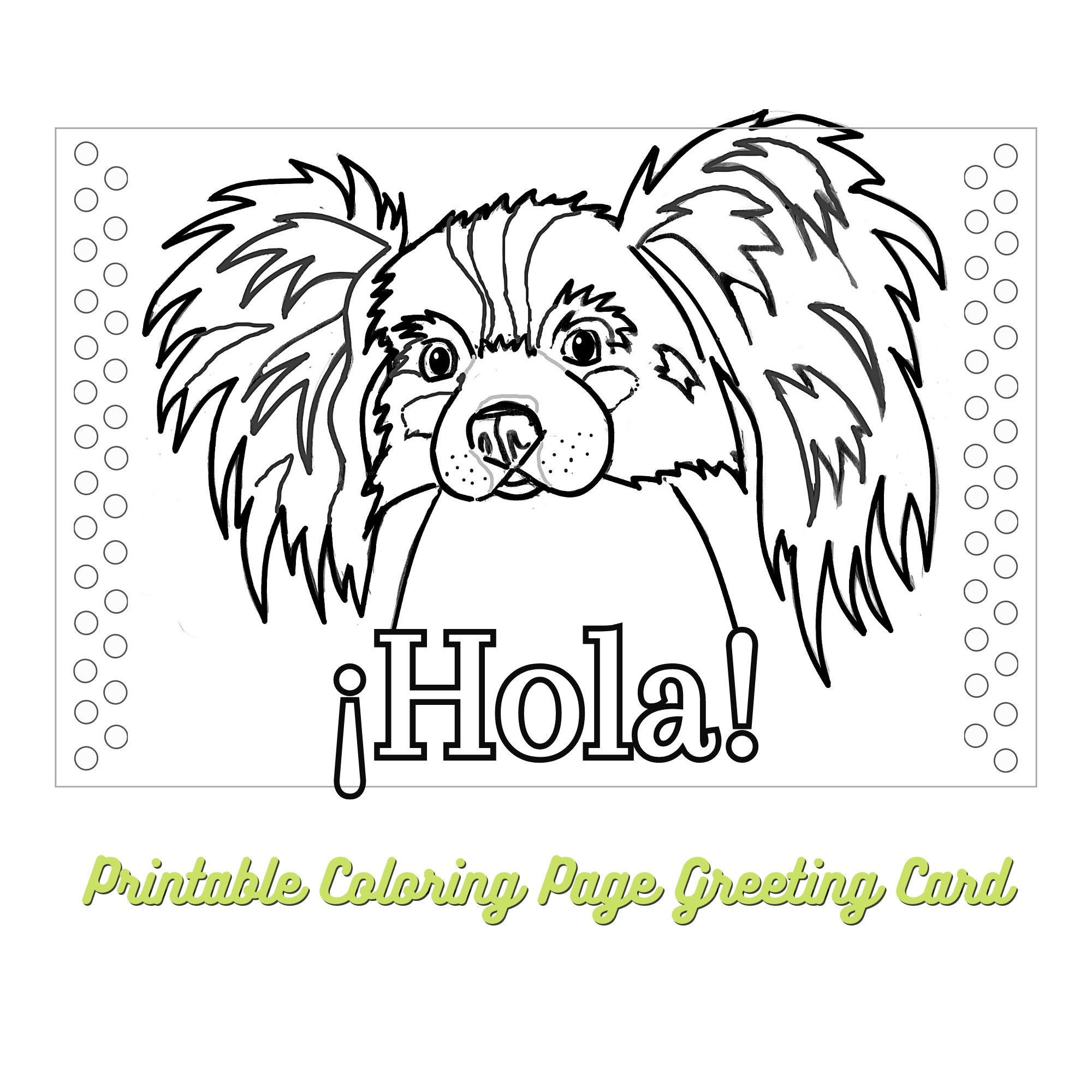 Printable Coloring Page, Card for Dog Lovers, PDF Downloadable Greeting ...