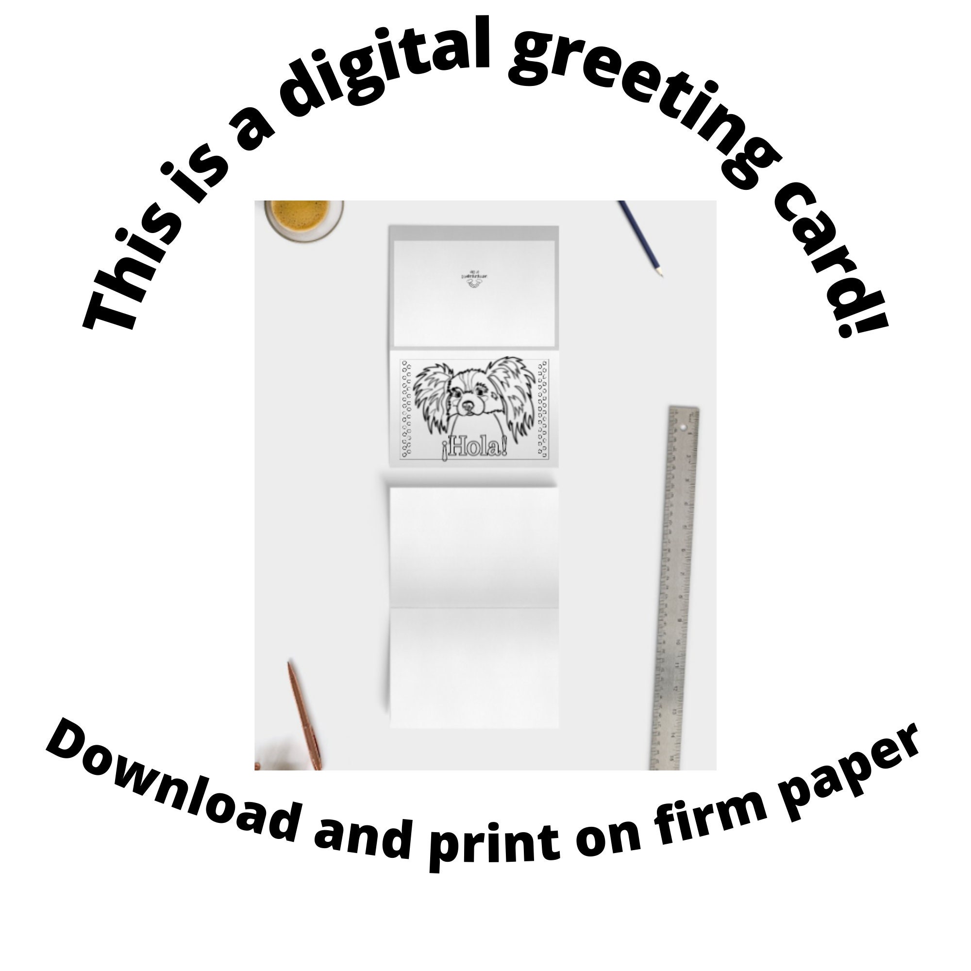 Printable Coloring Page, Card for Dog Lovers, PDF Downloadable Greeting ...
