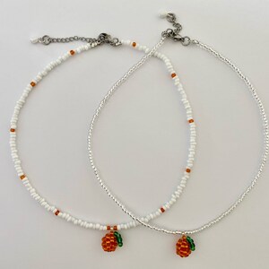 Orange Bead Necklace (single orange) / Beaded Choker / Beaded Necklace / Orange Necklace / Fruit Necklace / Fruit Bowl