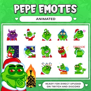 ANIMATED EMOTE BUNDLE Christmas Pepe Peepo for Twitch, Kick and Discord !
