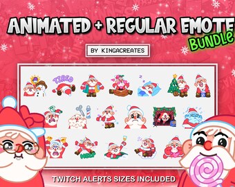 ANIMATED & REGULAR EMOTE Bundle Weihnachtsmann Weihnachten für Twitch und Discord ! (Inklusive Twitch Alert-Größen)